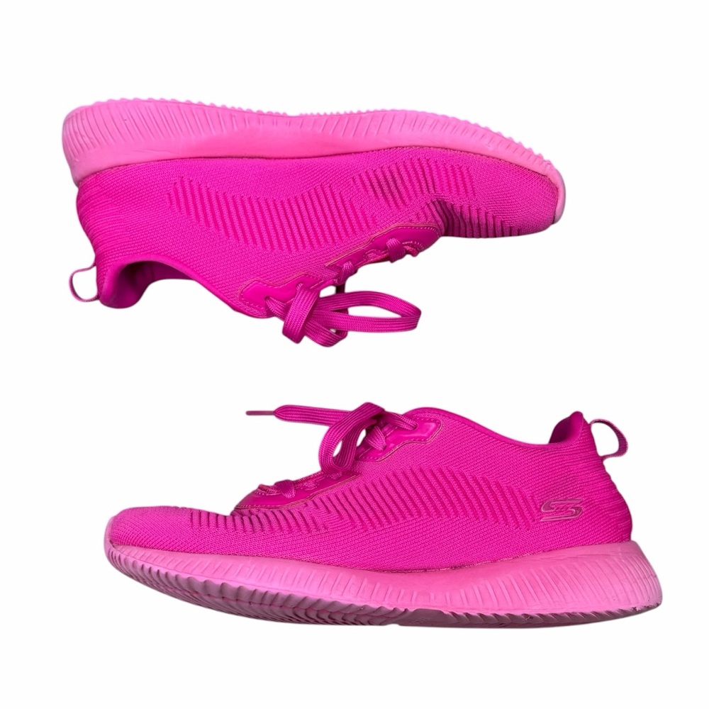 10/$25🦋 BOBS from Skechers Sport Squad Neon Pink Color Crash Trainers- Size 6.5 - Picture 13 of 16